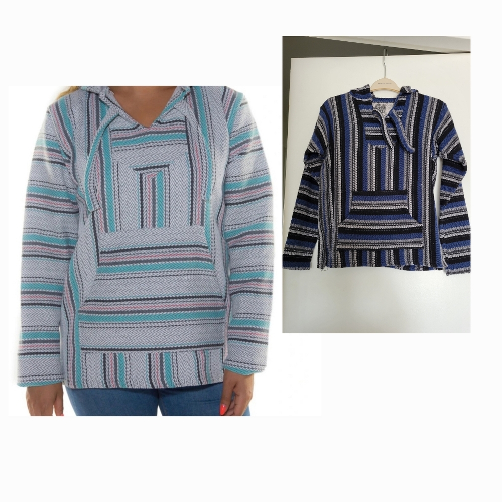 Original Senor Lopez Women's Blue Baja Hoodie Sweatshirt Size S‎